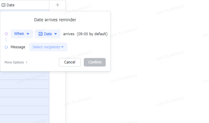 cài đặt đối tượng nhận lời nhắc tùy chỉnh
